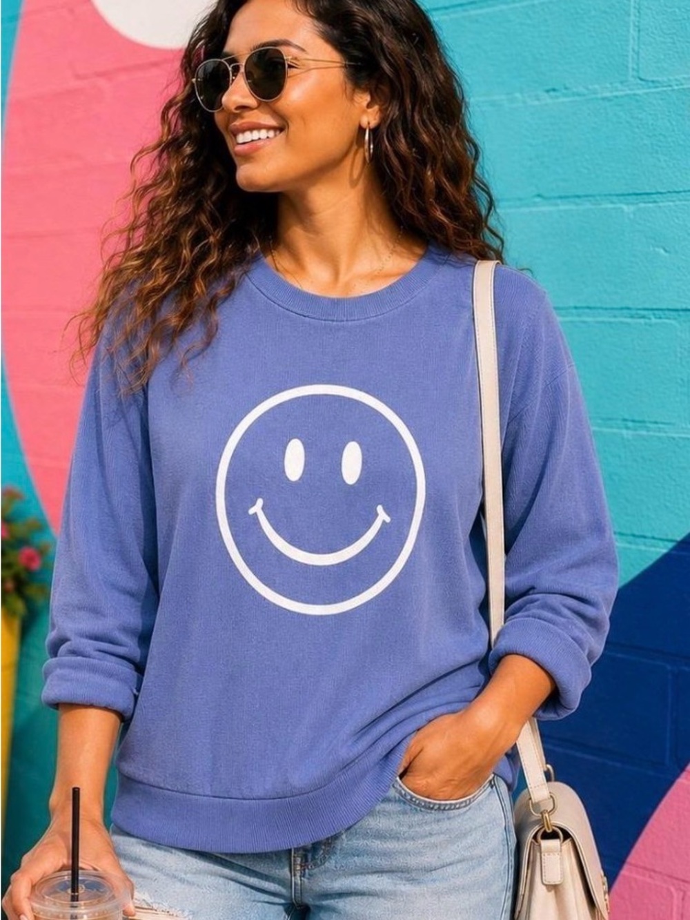 Katydid Light Blue Ribbed Crewneck Top